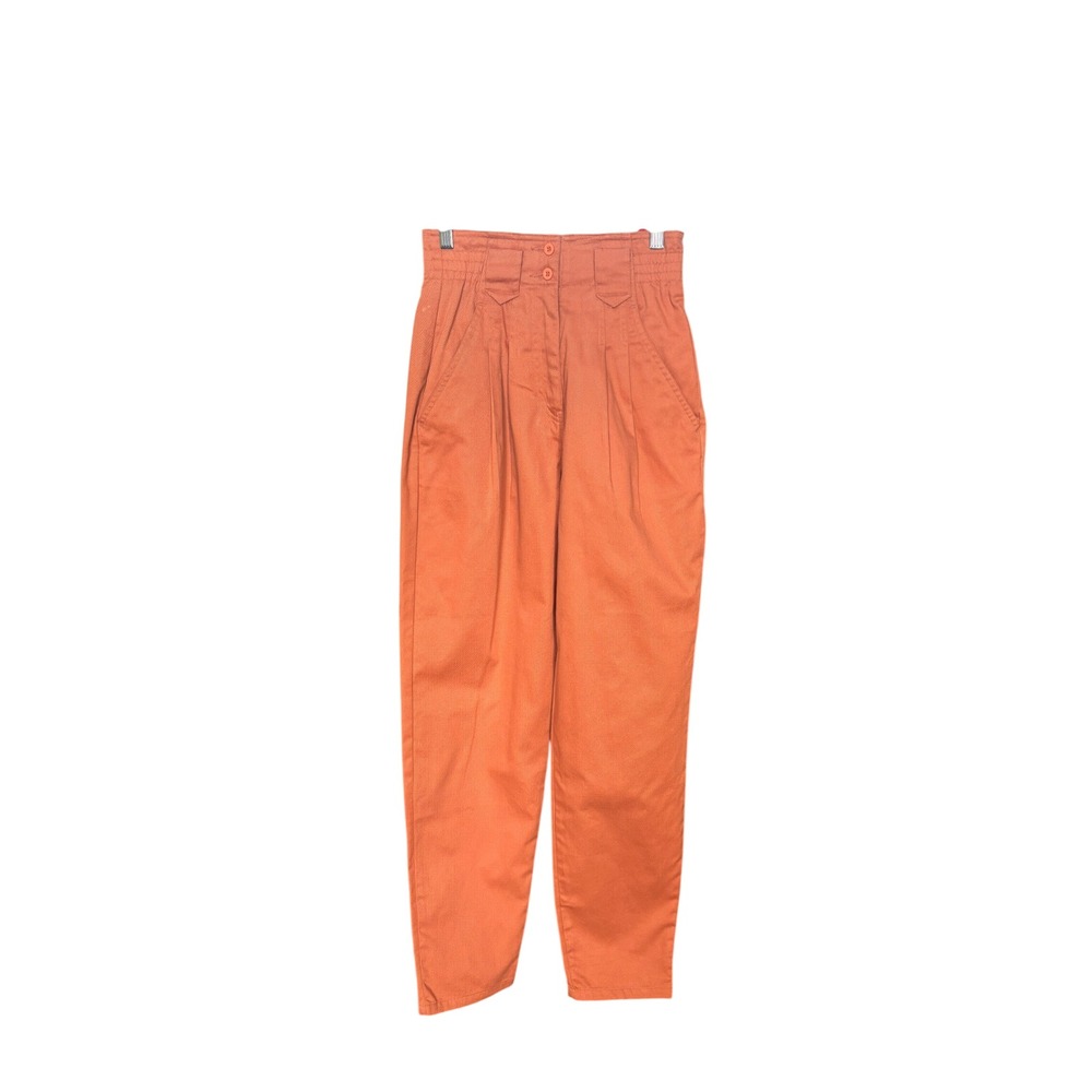 High Waisted Pleated Silverleaf Tapered Trousers Size S Burnt Orange Vintage